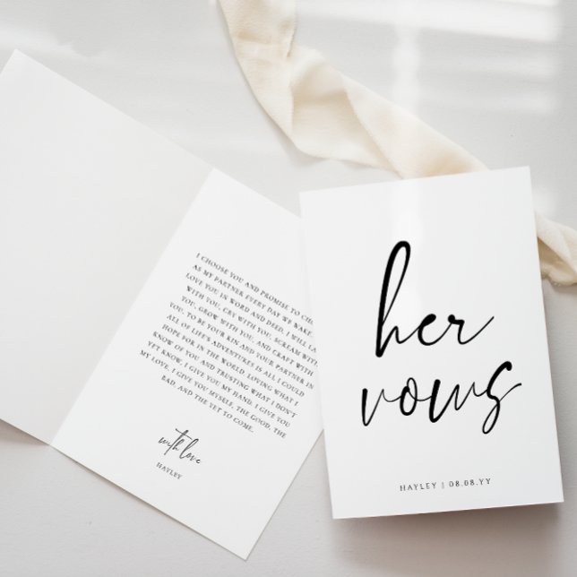 Script Her Vows Wedding Card (Modern Script Her Vows Book )