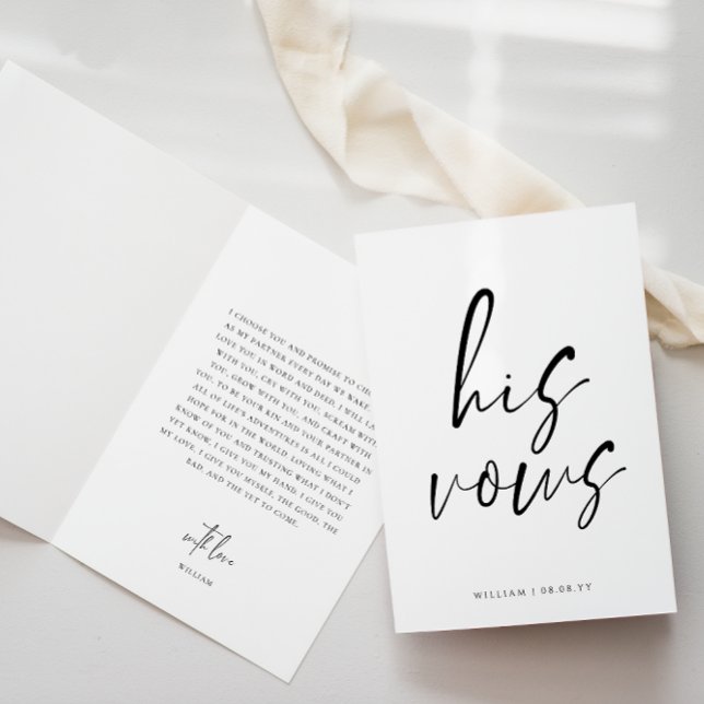 Script His Vows Wedding Card (Modern Script His Vows Book )