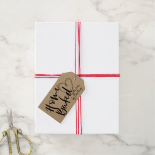 Script Home Baked with love Heart Gift Tags