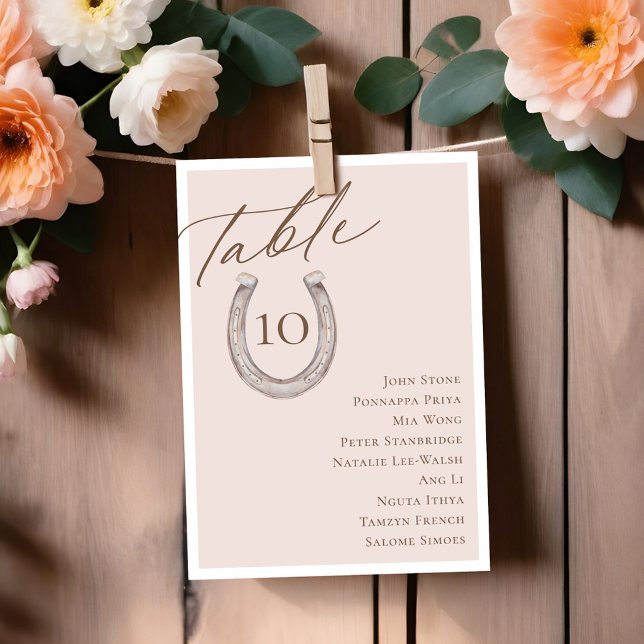 Script Horseshoe Table Number Seating Chart Cards (Script Horseshoe Table Number Seating Chart Card)
