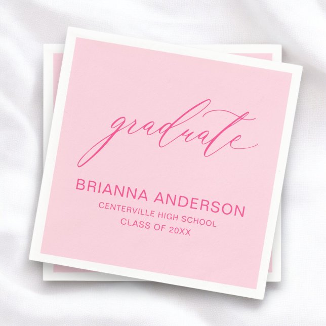 Script Hot Pink Graduation Napkin (Creator Uploaded)
