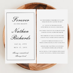 Script in Loving Memory Funeral Prayer Card