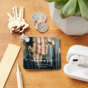 Script In Loving Memory Photo Memorial Key Ring