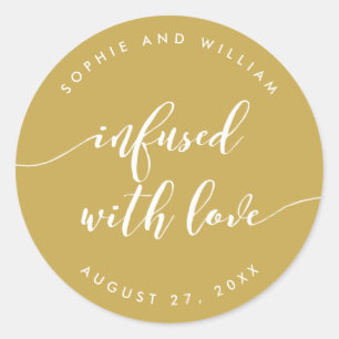 Script Infused with Love Editable Colour Wedding Classic Round Sticker