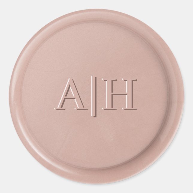 Script Initial Pink Latte Wax Seal Sticker (Front)
