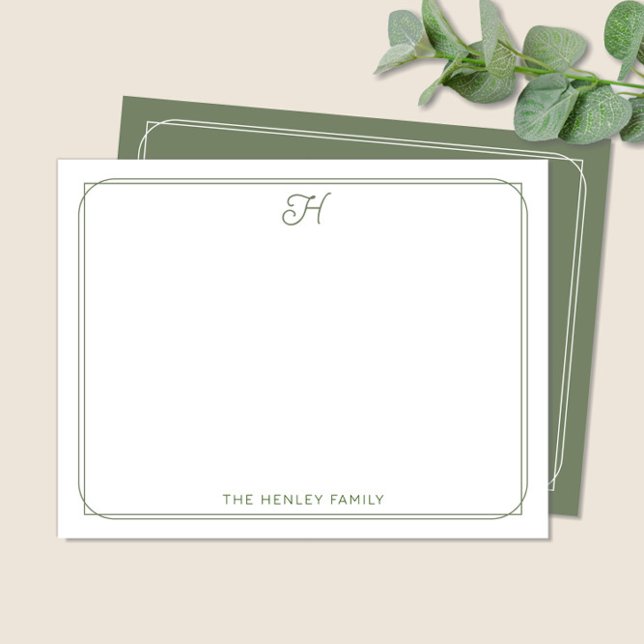 Script Initial Pretty Family Stationery Green Card (Creator Uploaded)