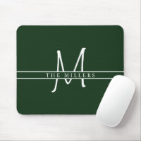 Script Initial Split Monogram, Personalized Green