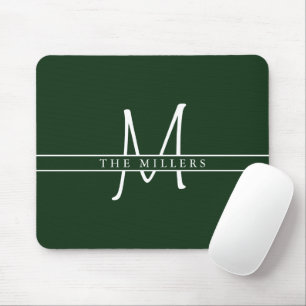 Script Initial Split Monogram, Personalized Green Mouse Pad