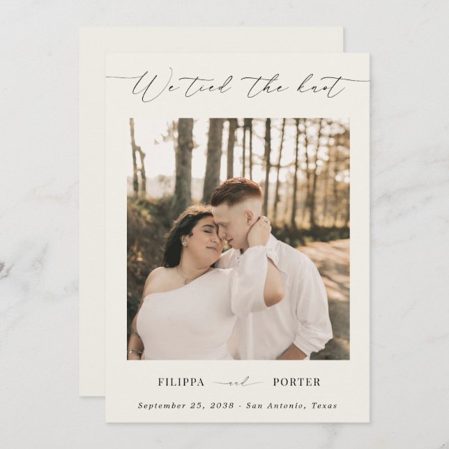 Script Ivory Elopement Wedding Reception Only Invitation (Front/Back)