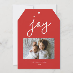 Script Joy Personalised Red Holiday Photo Card