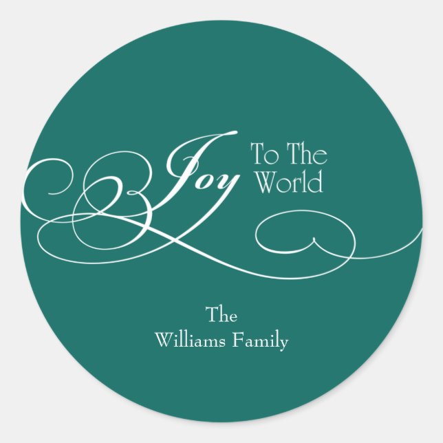 Script Joy To The World Holiday Classic Round Sticker (Front)
