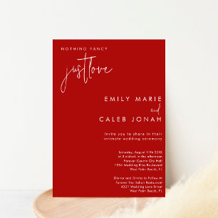 Script Just Love Red Intimate Wedding Courthouse Invitation