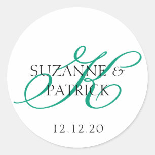 Script K Monogram Labels (Emerald / Black)
