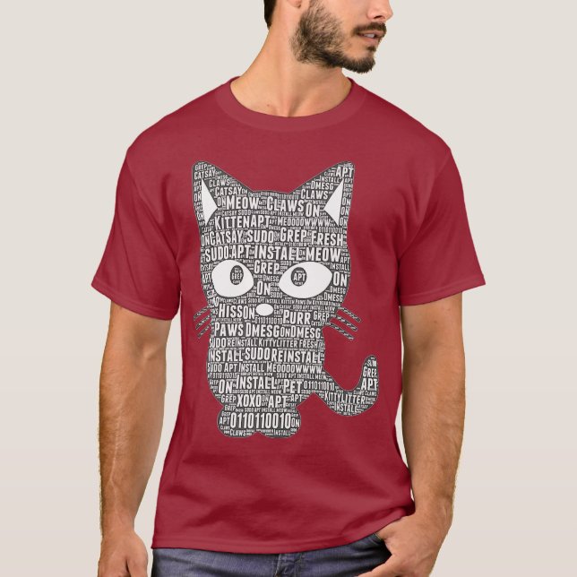 Script Kitty Linu  by MCMA sudo apt get meow T-Shirt (Front)
