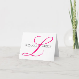 Script L Monogram Notecard (Hot Pink / Black)