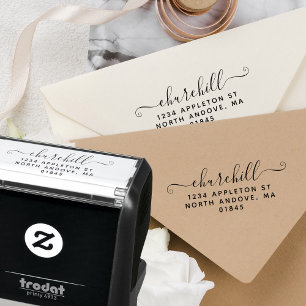 Script Last Name Modern Minimalist Return Address Self-inking Stamp