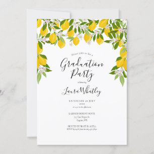 Script Lemons Blossom Greenery Graduation Party Invitation