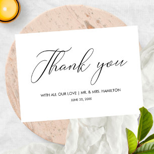 Script Lettering Black & White Wedding Thank You