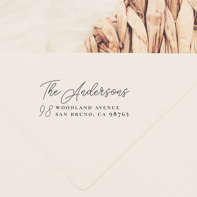 Script Lettering Family Name & Door Number Self-inking Stamp (Creator Uploaded)