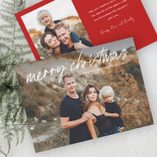 Script Lettering Merry Christmas 2 Photo Holiday Card