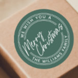 Script Lettering Merry Christmas Classic Round Sticker<br><div class="desc">Script Lettering Merry Christmas Classic Round Sticker. Click the personalise button to customise this design with your text.</div>