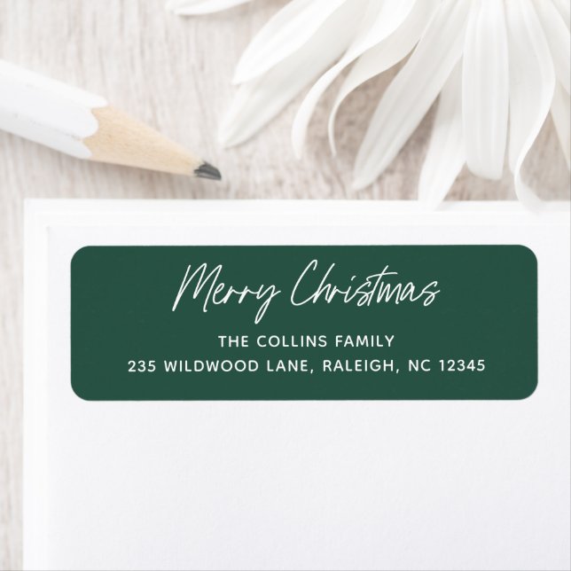 Script Lettering Merry Christmas Return Address Return Address Label (Insitu)