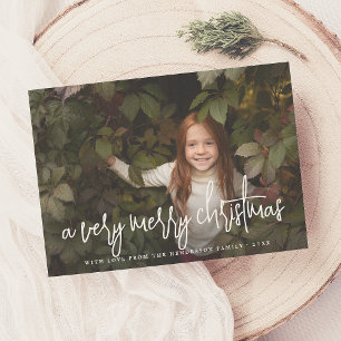 Script Lettering & Stars Christmas Holiday Photo Card