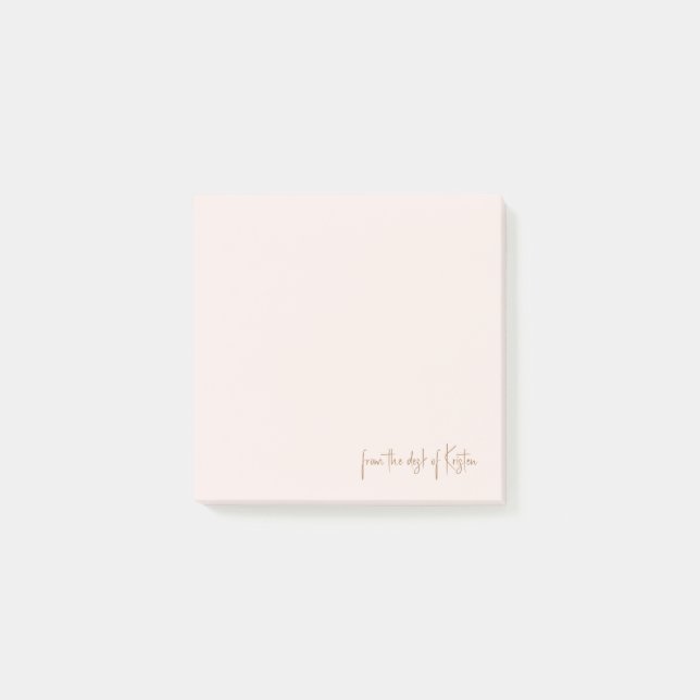 Script Light Blush the Desk of Custom Name Post-it Notes (Front)