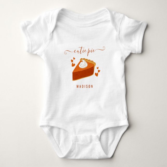 Script Little Cutie Pumpkin Pie Slice Baby Bodysuit (Front)
