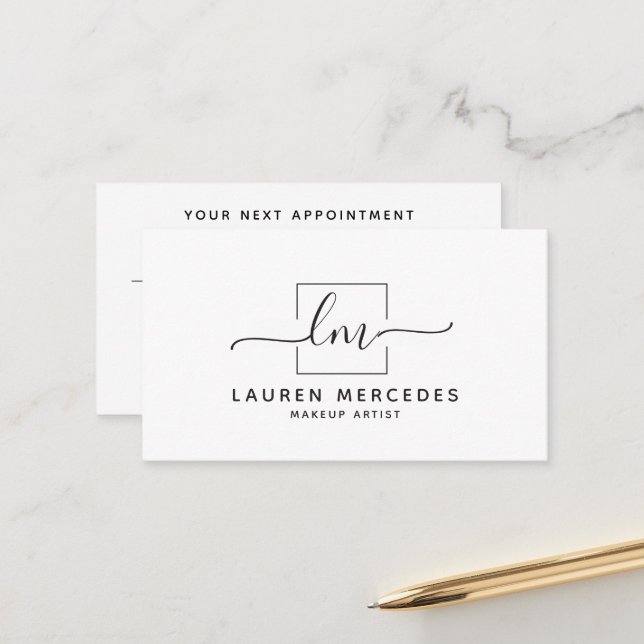 Script Logo Hairdresser Business Appointment Card (Front/Back In Situ)