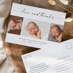 Script Love and Thanks Photo Baby Thank You Postcard
