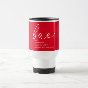 Script Love Heart Bae Definition Red Travel Mug