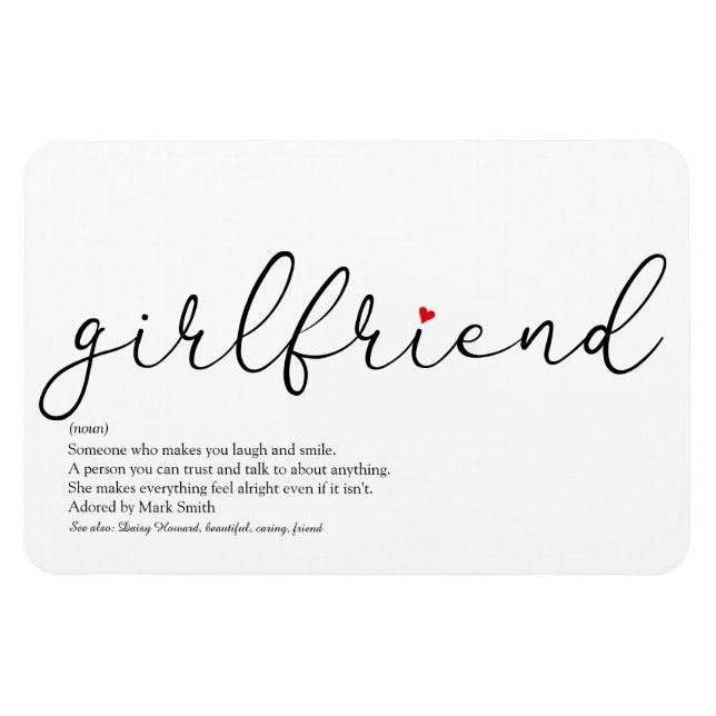 Script Love Heart Girlriend Definition Magnet (Horizontal)