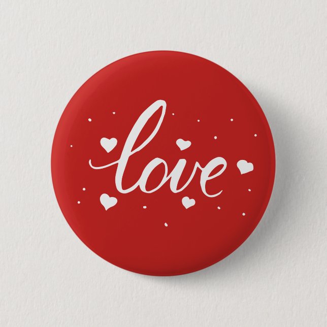 Script Love Hearts 6 Cm Round Badge (Front)