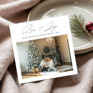Script Love & Joy Modern Family Christmas Photo Holiday Card