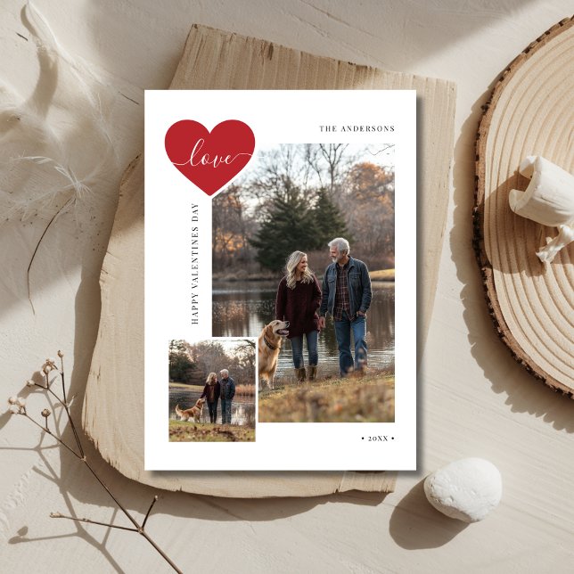 Script Love Pet Rustic Family Dog Photo Valentine Holiday Card (Creator Uploaded)