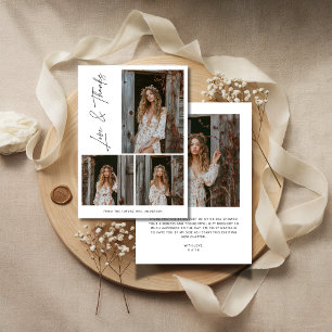 Script Love & Thanks 4 Photo Bridal Shower Thank You Card