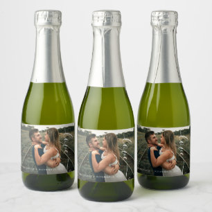 Script Love Wedding Photo Sparkling Wine Label