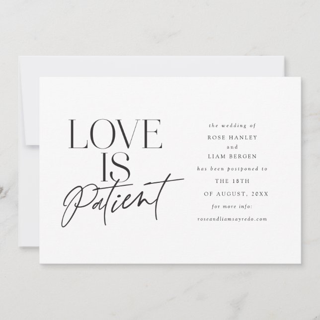 Script Love Wedding Postponed Change the Date Announcement (Front)