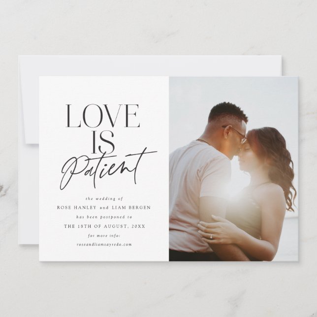 Script Love Wedding Postponed Change the Date Announcement (Front)