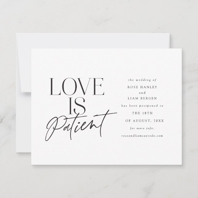 Script Love Wedding Postponed Change the Date Announcement (Front)