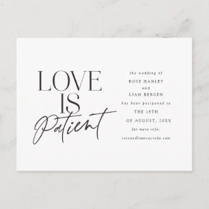 Script Love Wedding Postponed Change the Date Postcard