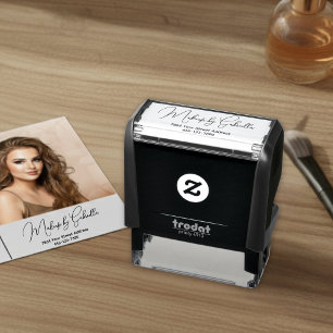 Script Makeup Studio Name Return Address Phone Self-inking Stamp