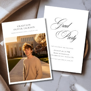Script Masters Degree Western Graduation Photo Invitation