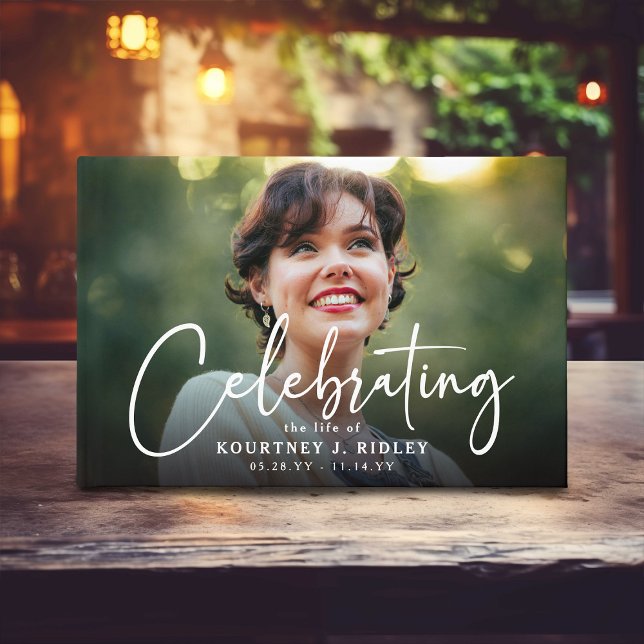 Script Memorial Photo & Message Sympathy  Guest Book (Creator Uploaded)