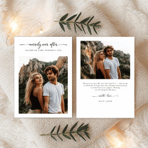 Script Merrily Ever After Christmas Wedding Photo Holiday Card