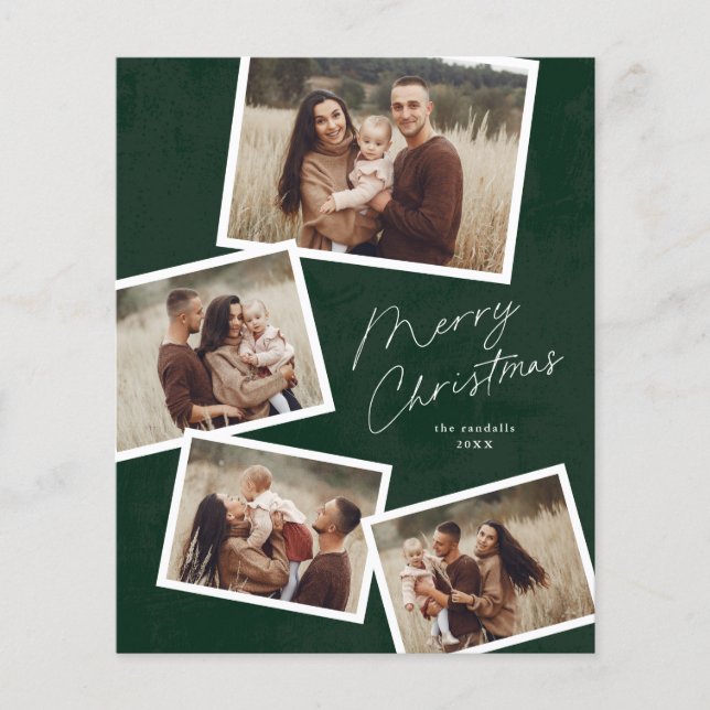 Script Merry Christmas 4 Photo Budget Holiday Card (Front)