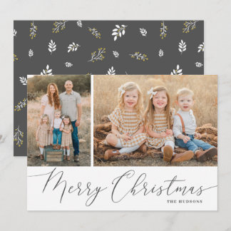 Script Merry Christmas Elegant 2 Photo Holiday Card