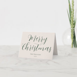 Script Merry Christmas Green Holiday Card