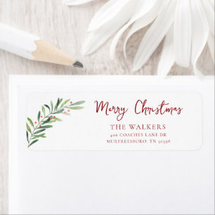 Script Merry Christmas Holiday Return Address Label
